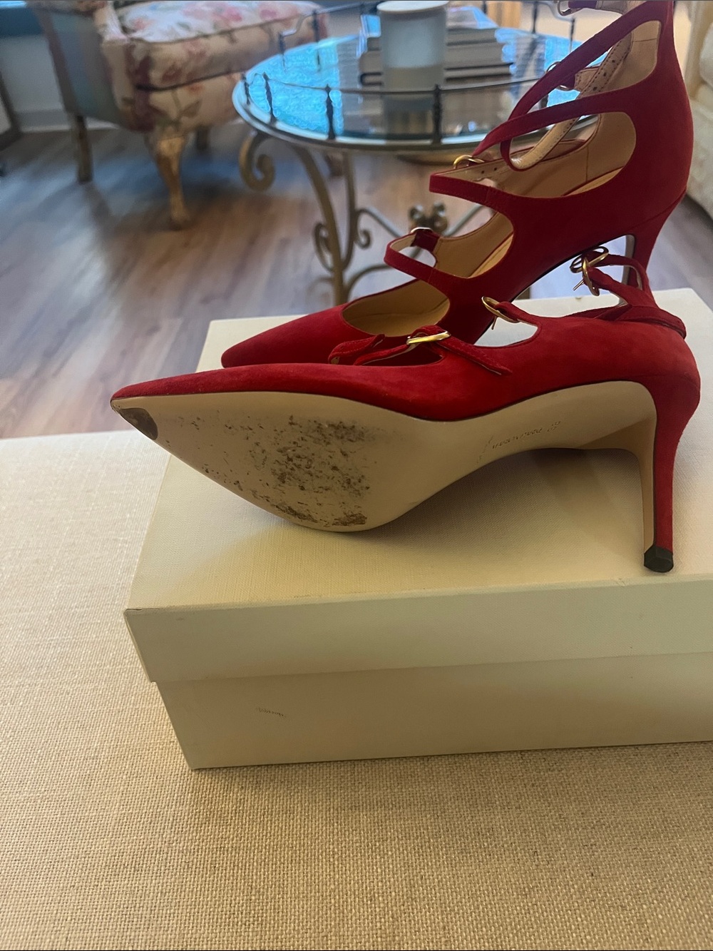Marion Parke Mitchell Suede Heels in Classic Red - Picture 10 of 14